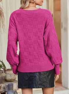Foto 3 | Foto 3 | Jersey Shewin De Gran Tamaño Para Mujer Tejido Para Primavera De 2025 Rojo Rosa - Venta Internacional.