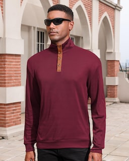 Foto 4 | Foto 4 | Sudadera Lexiart Casual De Pana Térmica Para Hombre Color Rojo Vino - Venta Internacional.