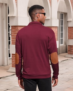 Foto 6 | Foto 6 | Sudadera Lexiart Casual De Pana Térmica Para Hombre Color Rojo Vino - Venta Internacional.