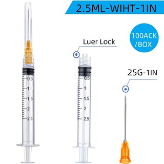Foto 2 | Foto 2 | Jeringas De Laboratorio De 2 5 Ml Con Aguja Luer Lock De 25 Ga 1 Cm Paquete De 100 - Venta Internacional.