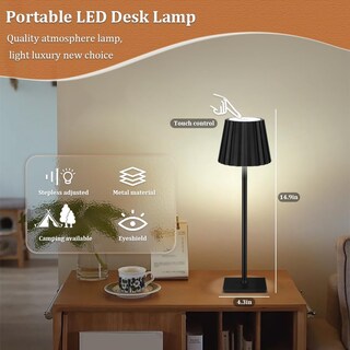 Foto 5 | Foto 5 | Lámpara De Escritorio Hpufkot Portátil De Metal De 3 Colores Recargable Al Tacto - Venta Internacional.