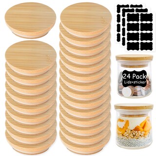 Foto 1 | Foto 1 | Tapas Para Tarros De Yogur Kikiniko Oui  Madera De Bambú Natural  150 Ml  Paquete De 24 - Venta Internacional.