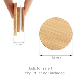 Foto 2 | Foto 2 | Tapas Para Tarros De Yogur Kikiniko Oui  Madera De Bambú Natural  150 Ml  Paquete De 24 - Venta Internacional.
