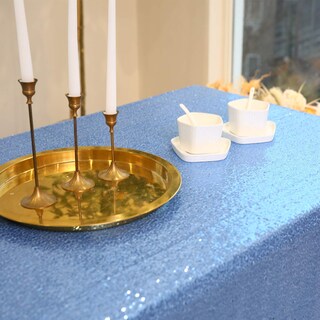 Foto 5 | Foto 5 | Mantel De Lentejuelas Fyledaee Redondo 229 Cm Azul Claro Para Eventos - Venta Internacional.