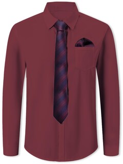 Foto 3 | Foto 3 | Combinación De Camisa Y Corbata Cromoncent Para Hombre Color Burdeos 4xl - Venta Internacional.