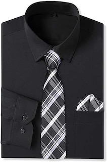 Foto 1 | Foto 1 | Vestido De Negocios Cromoncent Para Hombre Combinación De Camisa Y Corbata Negro Talla S - Venta Internacional.