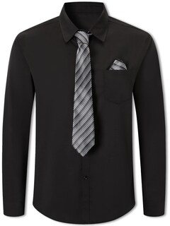 Foto 2 | Foto 2 | Combinación De Camisa Y Corbata Cromoncent Para Hombre Color Negro Xl - Venta Internacional.