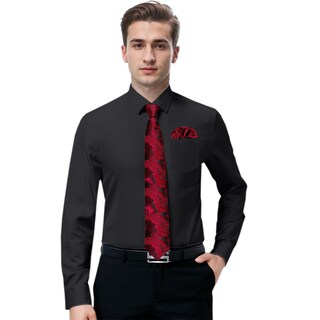 Foto 3 | Foto 3 | Combinación De Camisa Y Corbata Cromoncent Para Hombre Negro Y Rojo 4xl - Venta Internacional.