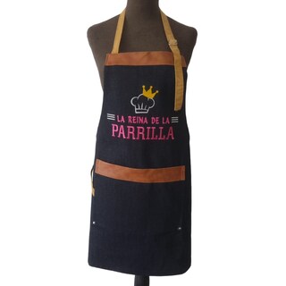 Foto 1 | Foto 1 | Delantal De Mezclilla Bordado Con Aplicaciones De Cuero Vegano - Venta Internacional.