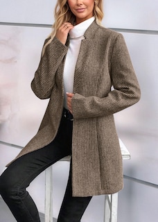 Foto 5 | Foto 5 | Chaqueta De Lana Blazer Chartou Abrigo De Invierno Para Mujer Color Caqui Oscuro - Venta Internacional.