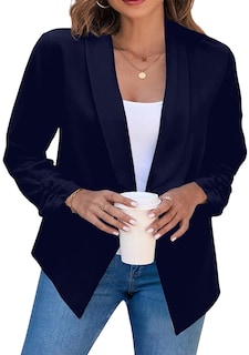 Foto 1 | Foto 1 | Blazer Bofeta Para Mujer Manga Fruncida Y Solapa Color Azul Marino 4xl - Venta Internacional.