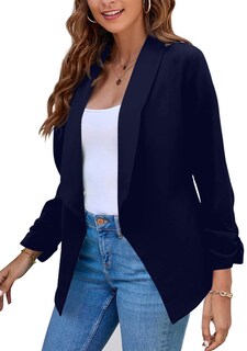 Foto 2 | Foto 2 | Blazer Bofeta Para Mujer Manga Fruncida Y Solapa Color Azul Marino 4xl - Venta Internacional.