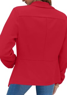 Foto 3 | Foto 3 | Blazer Bofeta Para Mujer Solapa Delantera Abierta Manga Fruncida Color Rojo S - Venta Internacional.