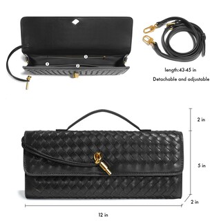 Foto 6 | Foto 6 | Monedero De Mano Newrogeng De Piel Tejida Para Mujer Color Negro - Venta Internacional.