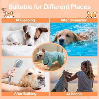 Foto 7 | Foto 7 | Albornoz Para Perros Bienbee Toalla Superabsorbente Color Verde Claro Xxl - Venta Internacional.