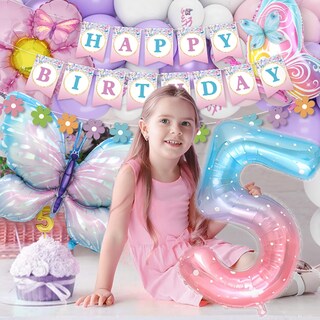 Foto 4 | Foto 4 | Set De Decoración De Cumpleaños Kispatti Para Niña De Quinto Cumpleaños - Venta Internacional.