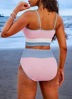 Foto 3 | Foto 3 | Conjunto De Bikini Herseas Para Mujer Cintura Alta Color Block Pink Xs - Venta Internacional.