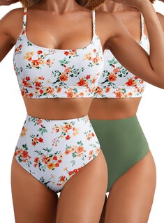 Foto 1 | Foto 1 | Conjunto De Bikini Herseas Para Mujer Cintura Alta Estampado De Margaritas Color Blanco Talla Xs - Venta Internacional.