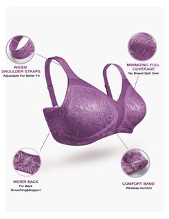 Foto 6 | Foto 6 | Bra Deyllo Para Mujer Cobertura Total Talla Grande Minimizador Color Morado - Venta Internacional.