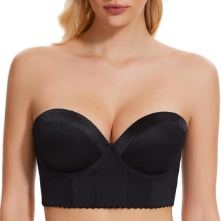 Foto 1 | Foto 1 | Sujetador Sea Bbot Push Up Sin Tirantes Espalda Baja Acolchado Negro 36a - Venta Internacional.