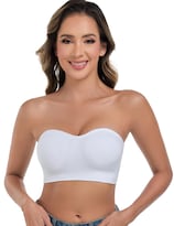 Sujetador Sin Tirantes Angool Push Up  Sin Cables  Tipo Bandeau Antideslizante  Blanco - Venta Internacional.