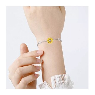 Foto 2 | Foto 2 | Pulsera De Plata 925 Con Forma De Corazón Y Girasol Para Jóvenes Con Baño De Oro - Venta Internacional.