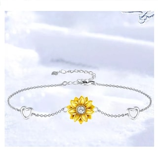 Foto 3 | Foto 3 | Pulsera De Plata 925 Con Forma De Corazón Y Girasol Para Jóvenes Con Baño De Oro - Venta Internacional.