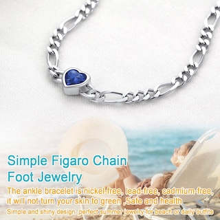 Foto 2 | Foto 2 | Pulsera De Tobillo Silvercute Plata 925 Con Piedra Natal De Septiembre - Venta Internacional.