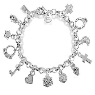 Foto 1 | Foto 1 | Pulsera De Plata De Ley 925 Con 13 Colgantes Para Mujer - Venta Internacional.