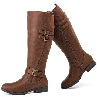 Foto 1 | Foto 1 | Botas Hasta La Rodilla Ruiee Fashion Con Punta Redonda Y Tacón Bajo Para Mujer Color Canela - Venta Internacional.