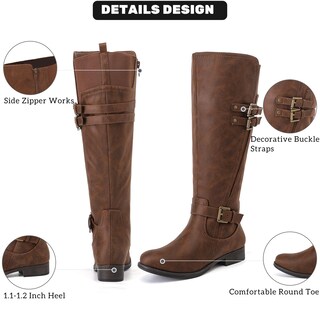Foto 3 | Foto 3 | Botas Hasta La Rodilla Ruiee Fashion Con Punta Redonda Y Tacón Bajo Para Mujer Color Canela - Venta Internacional.