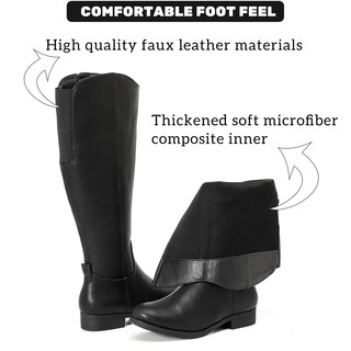 Foto 2 | Foto 2 | Botas Hasta La Rodilla Ruiee Para Mujer Elegantes Punta Redonda Color Negro Poliuretano - Venta Internacional.