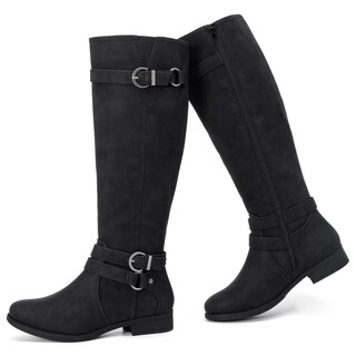 Foto 1 | Foto 1 | Botas Hasta La Rodilla Ruiee Para Mujer Elegantes Punta Redonda Color Negro Poliuretano - Venta Internacional.