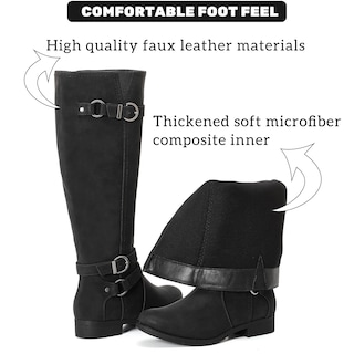 Foto 2 | Foto 2 | Botas Hasta La Rodilla Ruiee Para Mujer Elegantes Punta Redonda Color Negro Poliuretano - Venta Internacional.