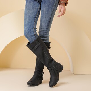 Foto 5 | Foto 5 | Botas Hasta La Rodilla Ruiee Para Mujer Elegantes Punta Redonda Color Negro Poliuretano - Venta Internacional.