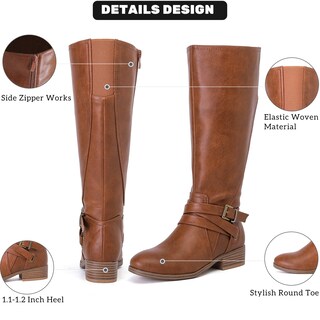 Foto 3 | Foto 3 | Botas Hasta La Rodilla Ruiee 231113 Para Mujer En Color Canela Pu Talla 6.5 - Venta Internacional.