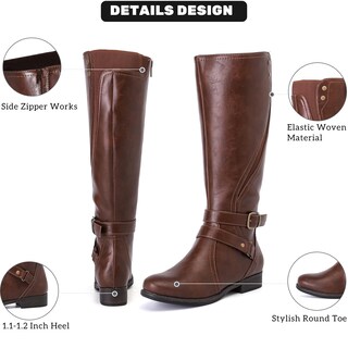 Foto 3 | Foto 3 | Botas Hasta La Rodilla Ruiee Elegantes Cómodas De Tacón Bajo Color Marrón Poliuretano - Venta Internacional.