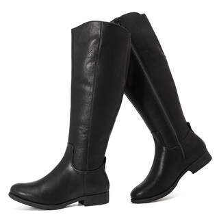 Foto 1 | Foto 1 | Botas Hasta La Rodilla Ruiee Para Mujer Elegantes Punta Redonda Color Negro Poliuretano - Venta Internacional.