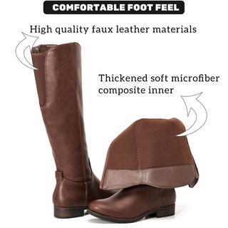 Foto 2 | Foto 2 | Botas Hasta La Rodilla Ruiee Para Mujer Elegantes Punta Redonda Color Marrón Talla 10 - Venta Internacional.