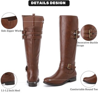 Foto 3 | Foto 3 | Botas Hasta La Rodilla Ruiee 231118 Brown Pu Para Mujer Talla 7.5 - Venta Internacional.