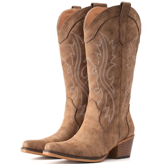Foto 1 | Foto 1 | Botas Vaqueras Iuv Western Cowgirl Con Tacón Grueso A Media Pantorrilla Para Mujer - Venta Internacional.