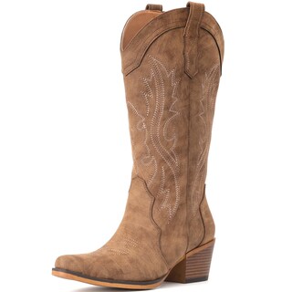 Foto 2 | Foto 2 | Botas Vaqueras Iuv Western Cowgirl Con Tacón Grueso A Media Pantorrilla Para Mujer - Venta Internacional.