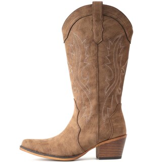 Foto 3 | Foto 3 | Botas Vaqueras Iuv Western Cowgirl Con Tacón Grueso A Media Pantorrilla Para Mujer - Venta Internacional.