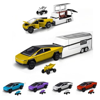 Foto 1 | Foto 1 | Toy Cybertruck Powvan Con Rv Y Atv De Metal Fundido A Presión A Escala 1/32 - Venta Internacional.