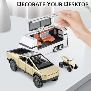 Foto 3 | Foto 3 | Toy Cybertruck Powvan Con Rv Y Atv De Metal Fundido A Presión A Escala 1/32 - Venta Internacional.
