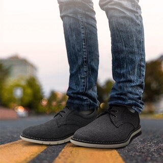 Foto 2 | Foto 2 | Zapatos De Vestir Casual Zoksove Comfort Canvas Para Hombre Gris Oscuro - Venta Internacional.