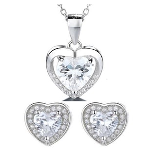 Foto 1 | Foto 1 | Collar Con Colgante En Forma De Cadena Y Argollas De Plata 925 Con Forma De Corazón - Venta Internacional.