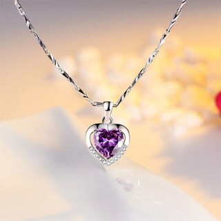 Foto 2 | Foto 2 | Collar De Plata 925 Con Forma De Corazón De Cristal Para Mujer  45 Cm - Venta Internacional.