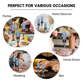 Foto 5 | Foto 5 | Vela Cónica Corta Gedengni Candlesticks 12 Cm Gris Y Azul 6 Horas - Venta Internacional.