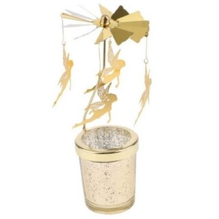 Foto 1 | Foto 1 | Portavelas Giratorio Angel-fairy De Metal Dorado Con Vela De 17 5 Cm - Venta Internacional.